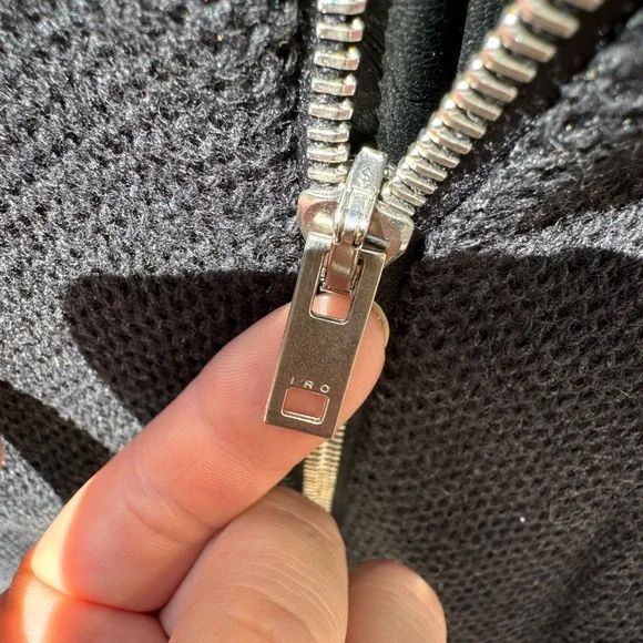 Iro Clever Wool and Lambskin Leather Jacket Charcoal Grey and Black Zip-Up 38/6 - Picture 12 of 13